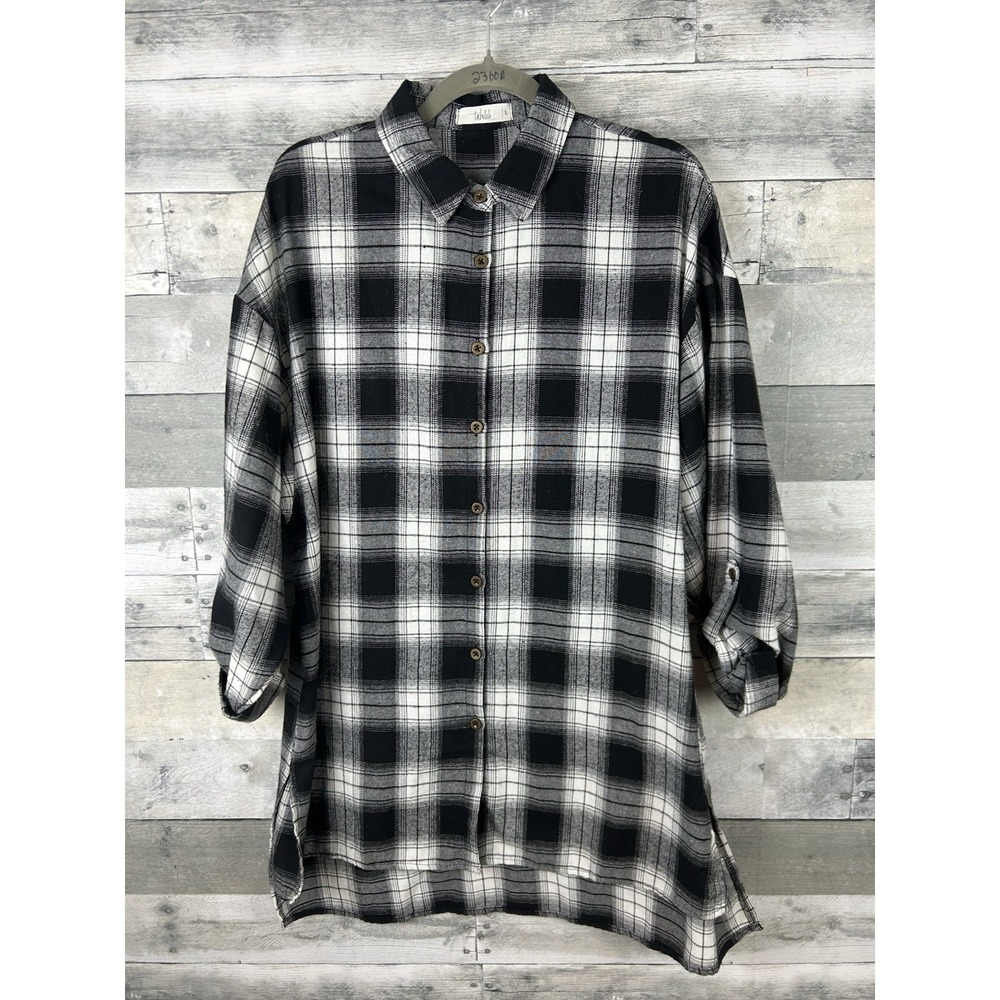 Talulah Women's Large Plaid Button Up Shirt Dress / tunic